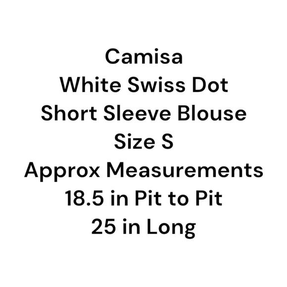 Camisa Women's White Swiss Dot Size S Lined Blouse Top Sheer Short Sleeves - Picture 7 of 7